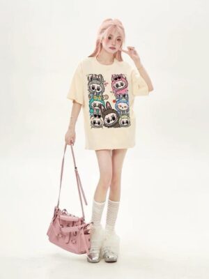 Áo thun Nam Nữ Form rộng freesize hình LABUBU không nóng co giãn 4 chiều Freesize Fashion