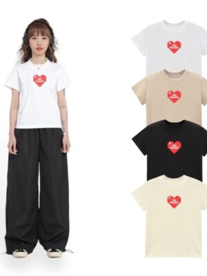 Áo thun Nữ babyteen dưới 55kg in trái tim không nóng co giãn 4 chiều Freesize Fashion
