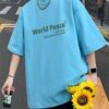 Áo thun Nam Nữ Form rộng freesize chữ World Peace không nóng co giãn 4 chiều Freesize Fashion - Ảnh 5