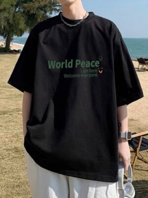 Áo thun Nam Nữ Form rộng freesize chữ World Peace không nóng co giãn 4 chiều Freesize Fashion