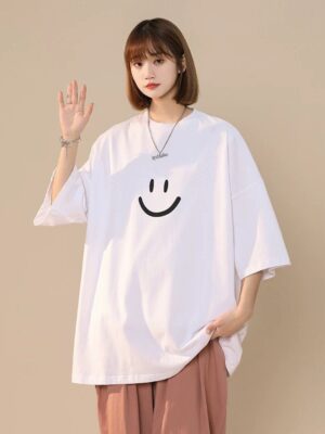 Áo thun Nam Nữ Form rộng freesize in mặt cười không nóng co giãn 4 chiều Freesize Fashion