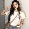 Áo Croptop nữ form rộng dưới 55kg in chữ The Bear không nóng co giãn 4 chiều Freesize Fashion