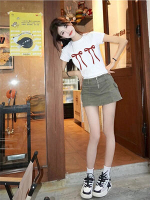 Áo thun Nữ babyteen dưới 55kg in nơ đôi không nóng co giãn 4 chiều Freesize Fashion