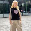 Áo thun Nữ babyteen dưới 55kg in tim peace không nóng co giãn 4 chiều Freesize Fashion - Ảnh 5