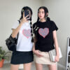 Áo thun Nữ babyteen dưới 55kg in tim peace không nóng co giãn 4 chiều Freesize Fashion